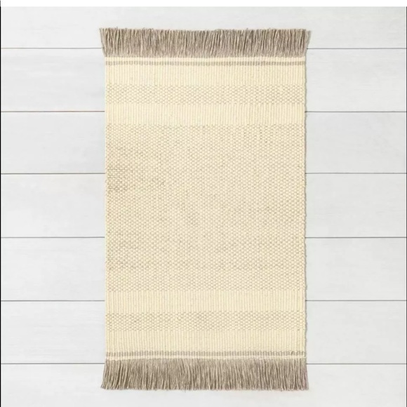 Hearth & Hand 2'x3' Jute Rug Cream w/ Gray Fringe - Picture 1 of 6